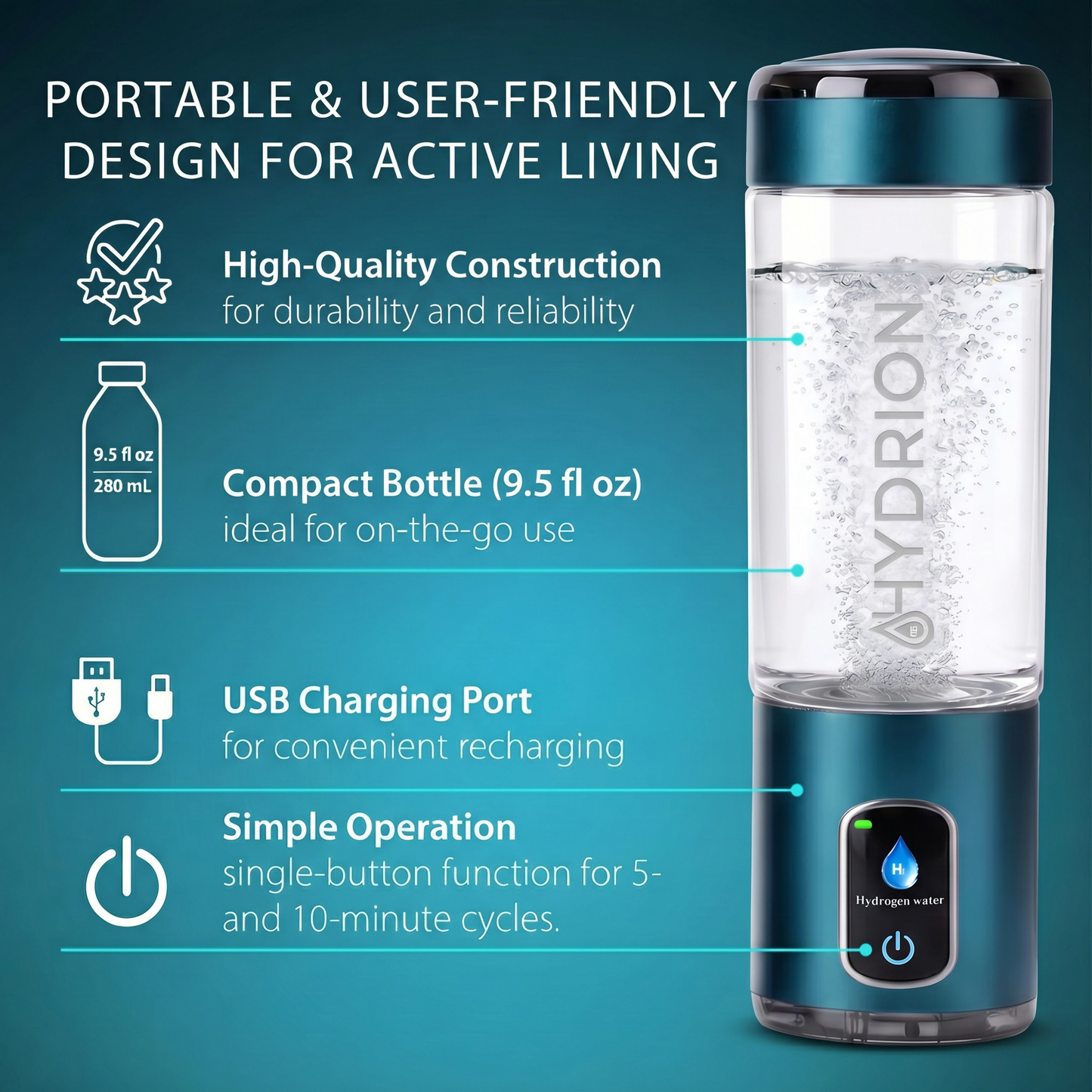 Hydrion Pulse Hydrogen Water Bottle