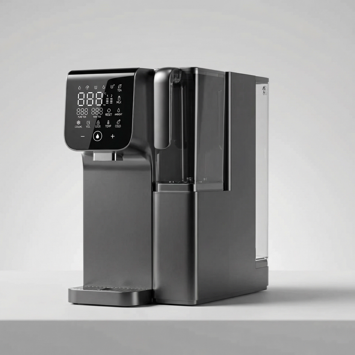 Countertop Reverse Osmosis Hot & Cold Water Dispenser – 7-Stage RO + UV Sterilisation, Dual TDS Display, Adjustable Temperature, 5.5L Tank, No Installation
