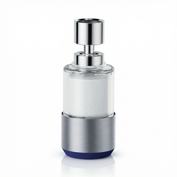 360° Swivel Faucet Water Filter – 5-Stage Activated Carbon, Transparent Housing, Lead-Free Brass, Universal Fit, 8 Replacement Filters Included