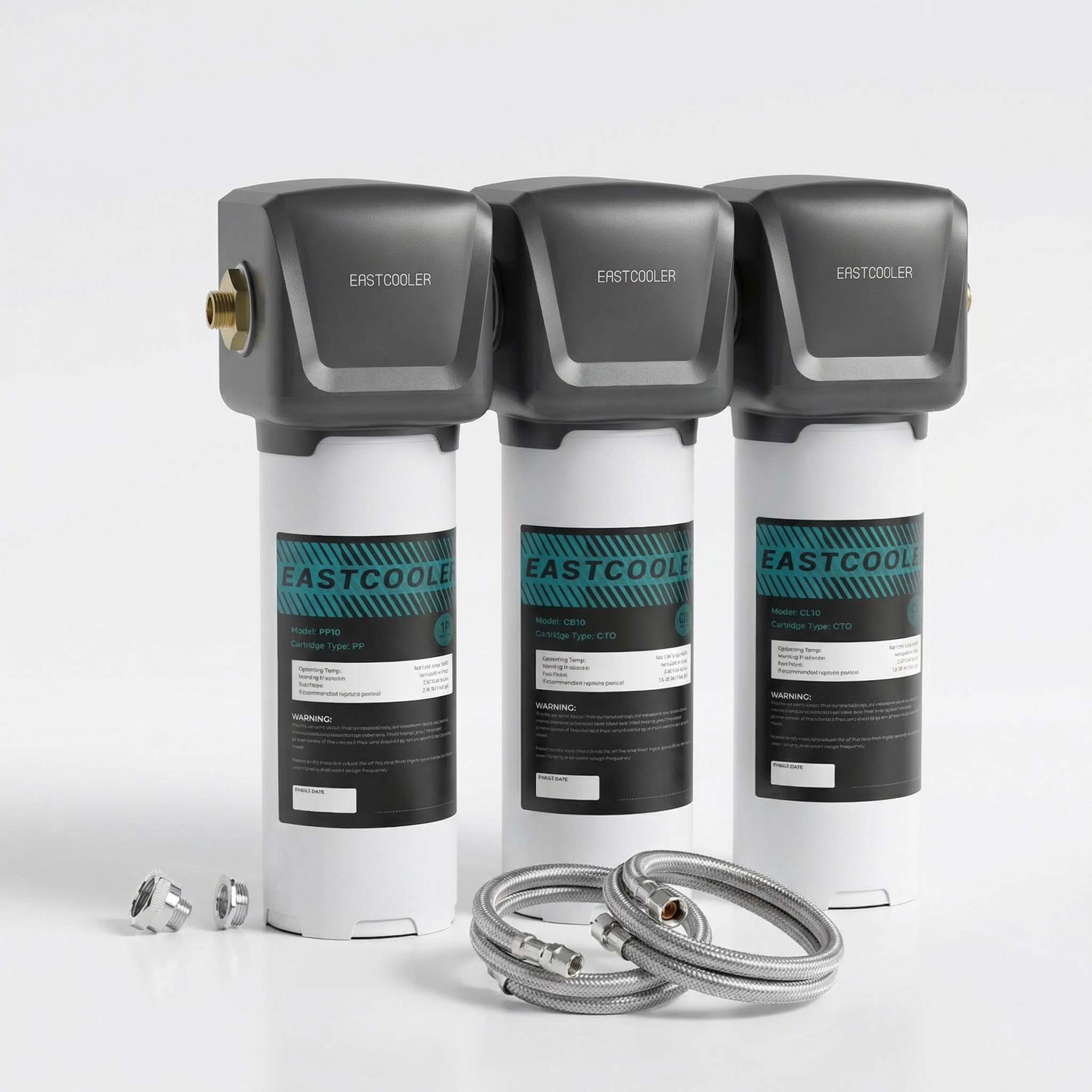 Under sink water filter — 3-stage direct connect carbon block filtration system with brass fittings