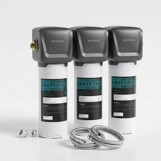 3-Stage Under-Sink Direct Connect Water Filtration System – 0.5 Micron Carbon Block, 2 GPM Flow Rate, Eco-Friendly Inner Core Replacement, Brass Fittings