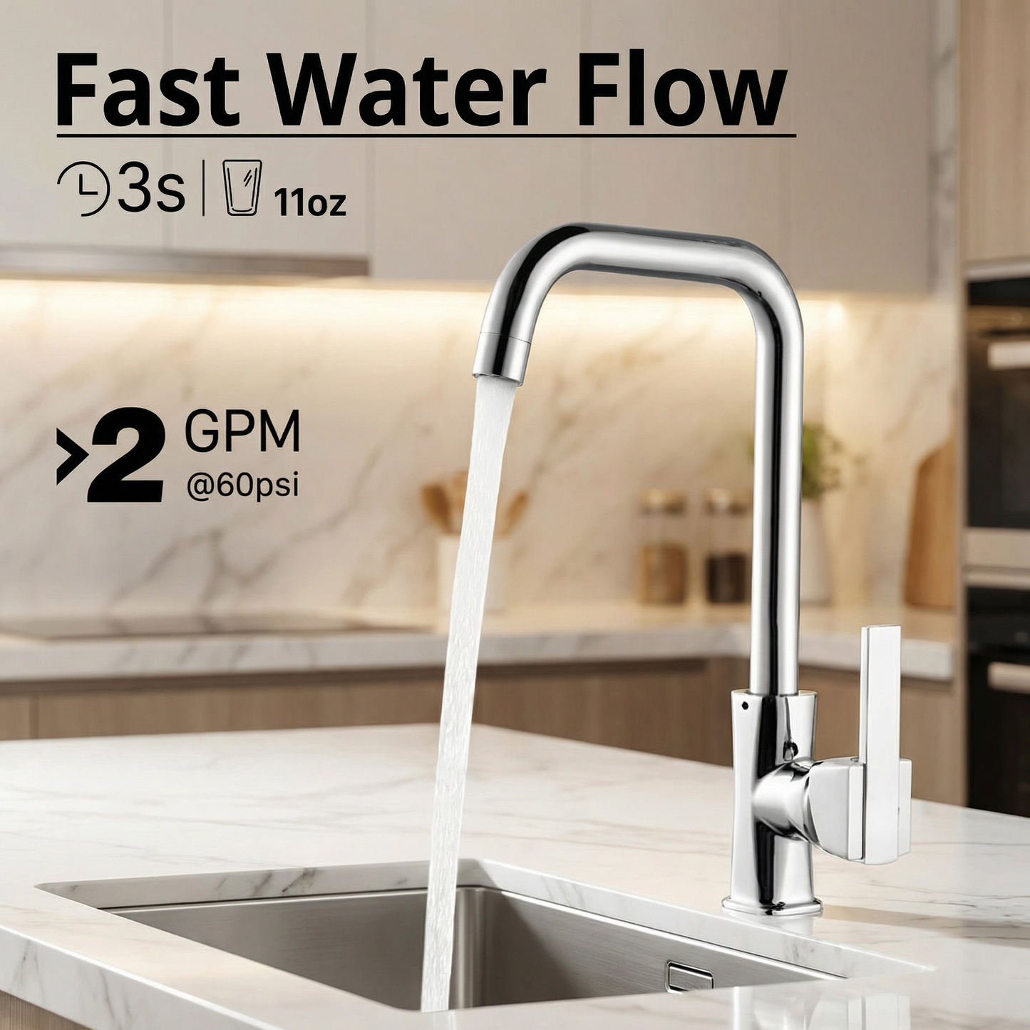 3-Stage Under-Sink Direct Connect Water Filtration System – 0.5 Micron Carbon Block, 2 GPM Flow Rate, Eco-Friendly Inner Core Replacement, Brass Fittings